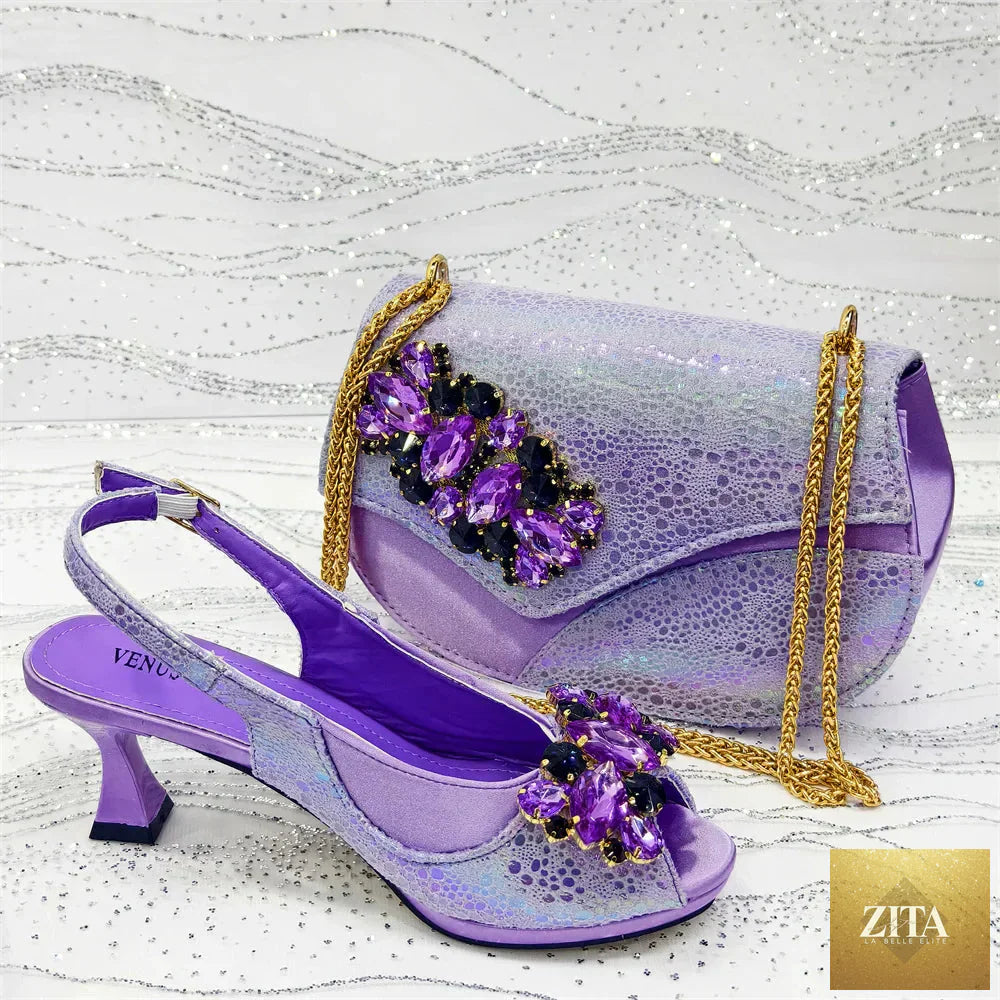 Elegant women’s high heels and matching bag set by EdleessFashion, featuring luxurious design and stylish details.
