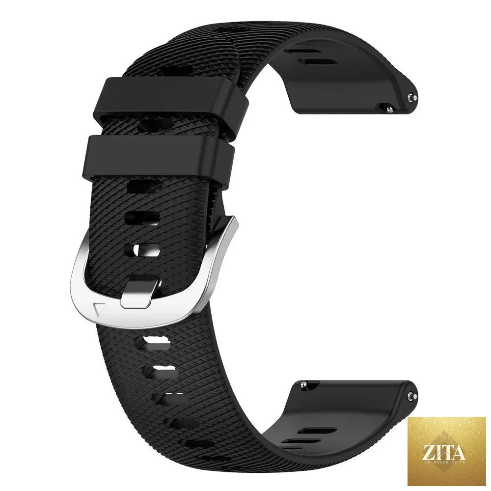 Coros silicone sport watch strap for Pace Series and APEX watches, black strap with textured surface from BandsCo Straps