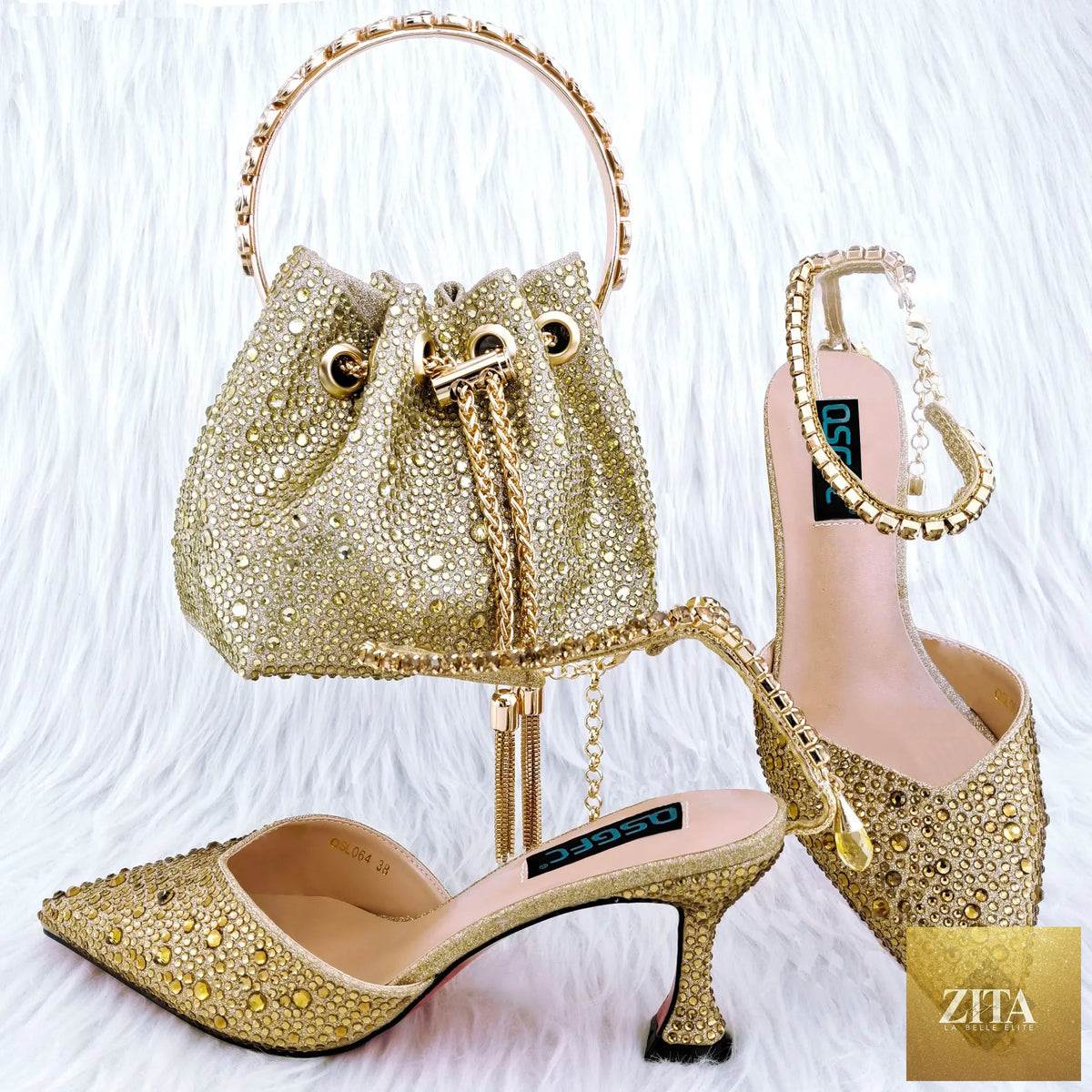 Luxurious shoes and bag set by EdleessFashion, featuring elegant design and high-quality materials in a stylish ensemble.