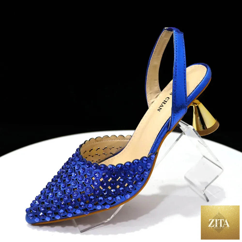 Elegant diamond design shoe and bag set from EdleessFashion featuring luxurious footwear and matching accessories.