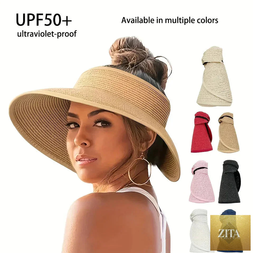 Women's summer visor hat by FitiqueFit featuring a wide brim and breathable design for sun protection and stylish summer wear.