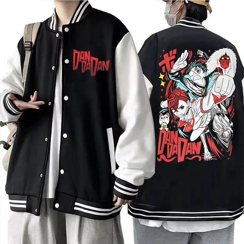 Infinite Visibility Dandadan Okarun Japanese anime streetwear long sleeve sweatshirt with graphic design and vibrant colors.