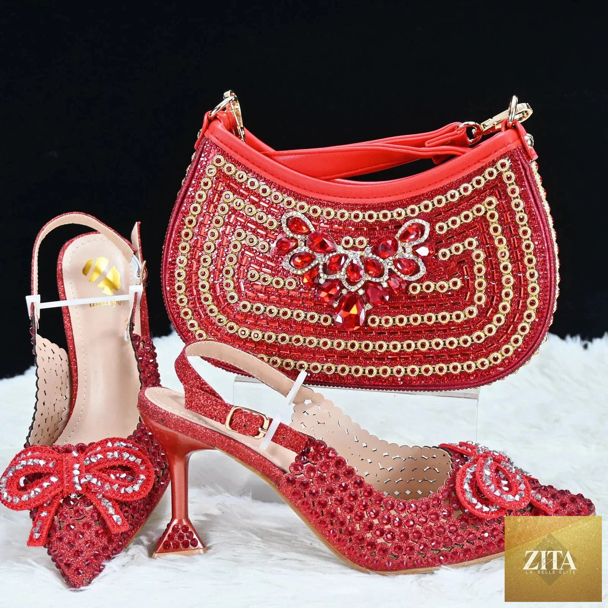 Elegant Italian EdleessFashion shoe and bag set featuring luxurious shoes and matching handbag in sophisticated style.