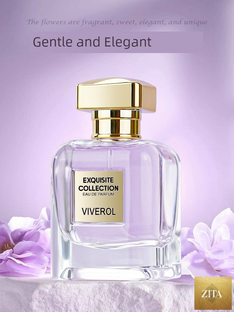 Viverol women’s long-lasting light perfume with fresh wisteria flower scent in a gift box, by SMinvite, LLC.