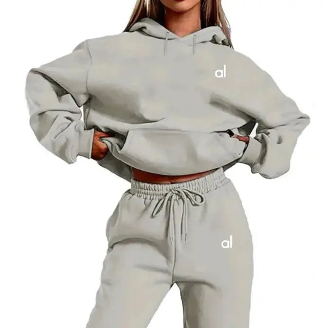 Simple Letter Print Womens Hoodie Tracksuit Set Casual Loungewear Sporty Outfit ZITA LA BELLE ÉLITE