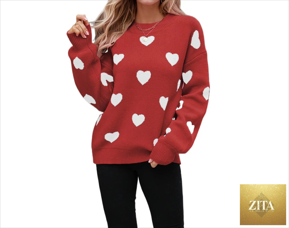 Women’s Endless Love With Hearts sweater by Trendy Attic Store01, featuring a cozy design with heart patterns on soft fabric.