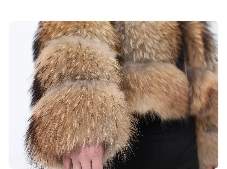 MAOMAOKONG Super Hot Winter Women Luxury Thick Real Raccoon Fur Coat Natural Fox Fur Jacket Plus Size Furry Jackets Female Vest ZITA LA BELLE ÉLITE