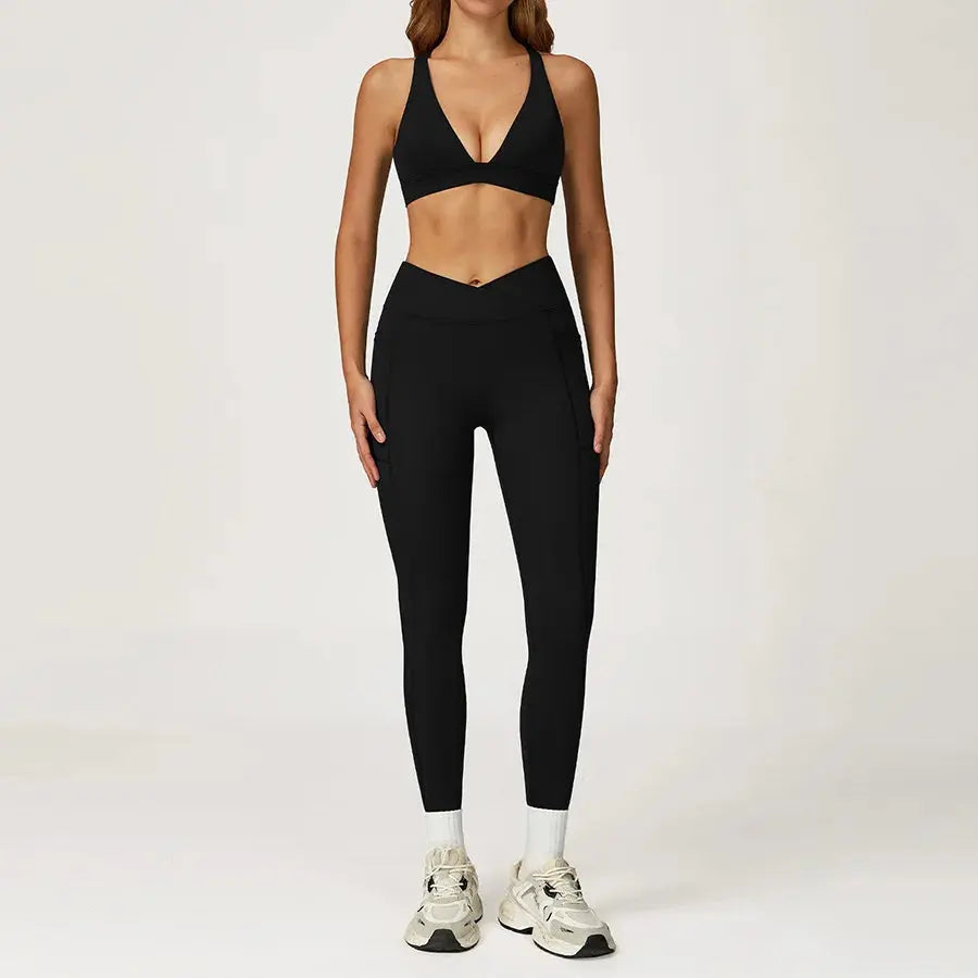 Yoga Set 2 Pieces Workout Outfits Fitness Sportswear Gym Tracksuit High Waist Leggings Sports Vest Athletic Wear Women Clothes ZITA LA BELLE ÉLITE