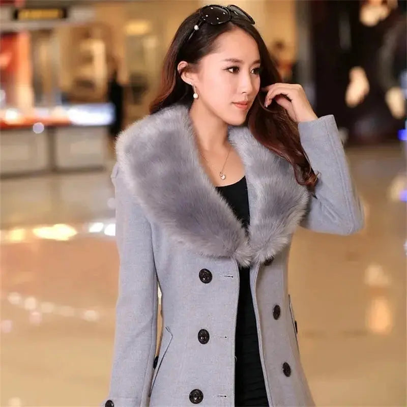 Korean Fashion Women Casual Loose Woolen Coat Elegant and Chic Solid Outerwear Long Overcoat with Belted Female Warm Cloak ZITA LA BELLE ÉLITE
