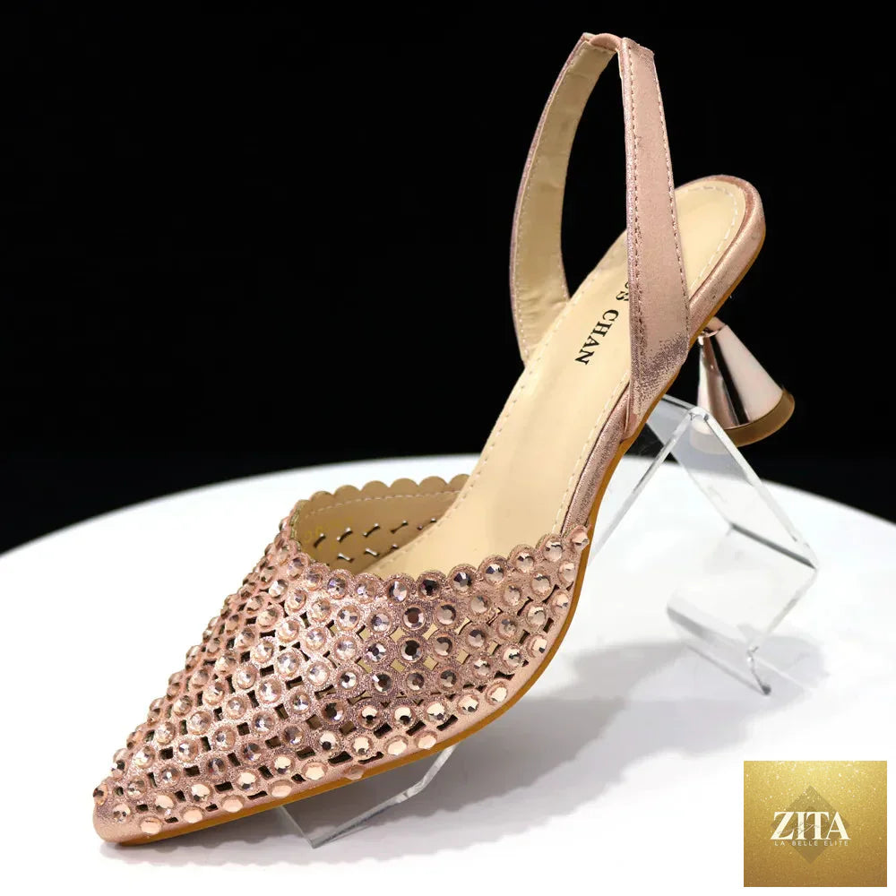 Elegant EdleessFashion diamond design shoe and bag set featuring luxurious shoes and matching handbags.