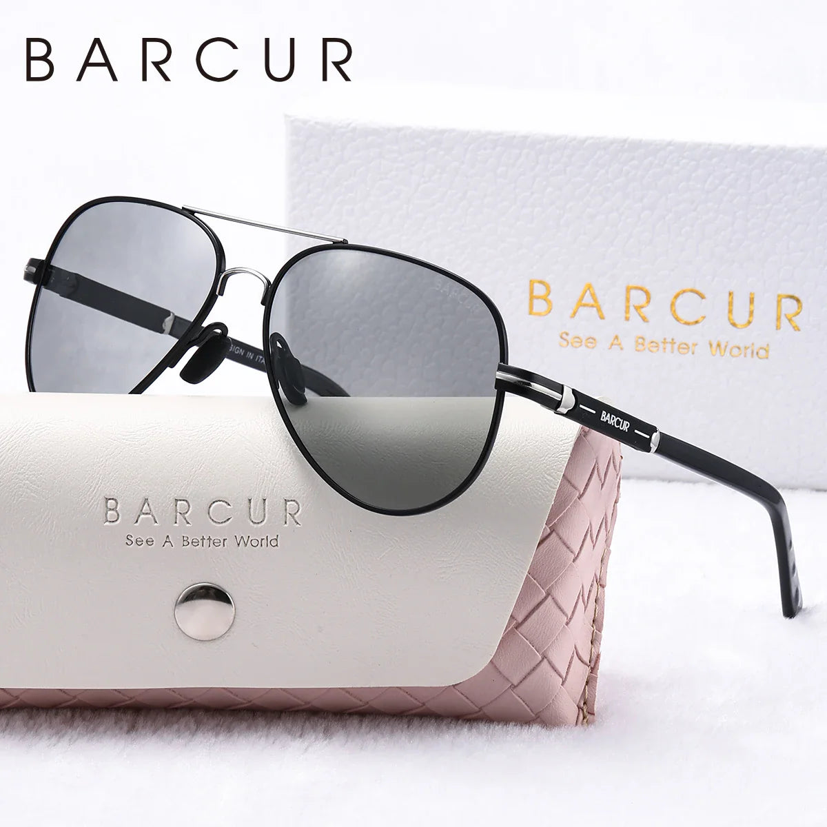 Stevvex BARCUR oversized polarized sunglasses for women with elliptical metal frame, UV400 protection, perfect for summer outdoor wear.