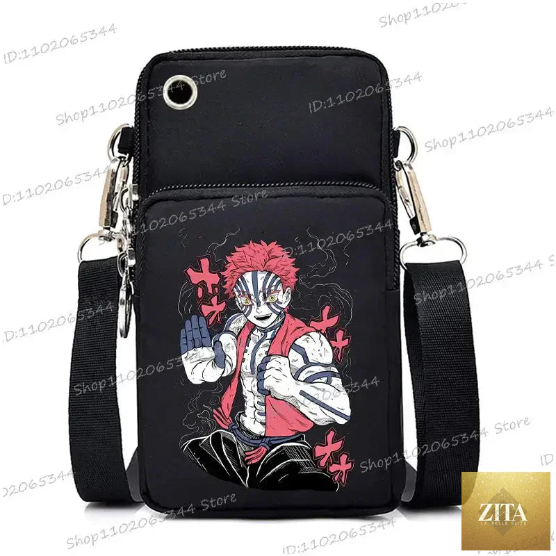 Zita La Belle Elite Demon Slayer phone bag featuring Nezuko and Mitsuri character designs as a stylish crossbody purse.