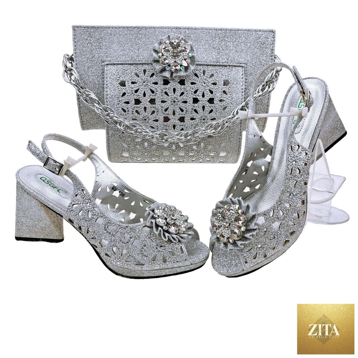 Luxurious EdleessFashion Italian shoes and bag set for evening party, featuring elegant design and sophisticated style.