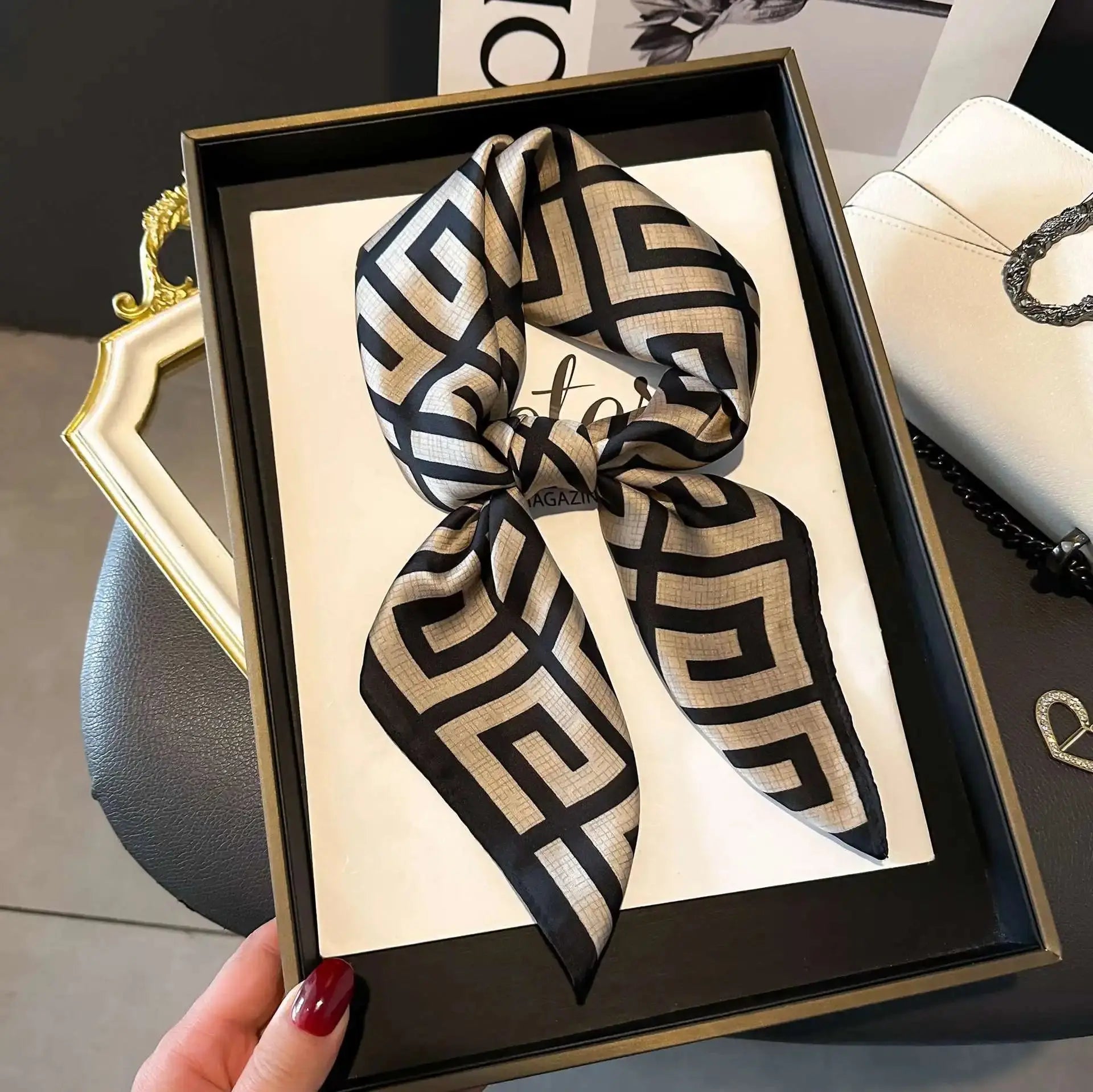 Fashion Luxury Brand 70cm Silk Square Scarf Women Satin Neck Tie Female Hair Bandana Headkerchief Shawl Wrap Hijab Echarpe ZITA LA BELLE ÉLITE