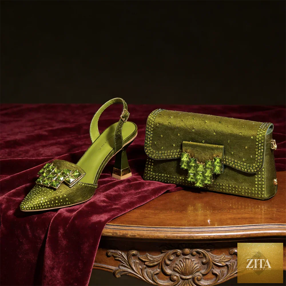 Elegant Italian design women's high heels and matching bag set by EdleessFashion, featuring luxurious style and sophisticated details.