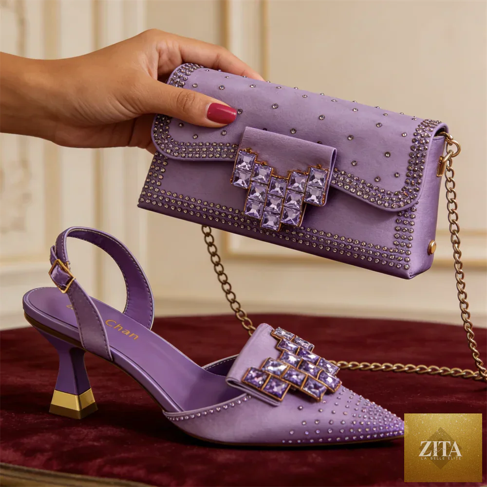 Elegant Italian design women's high heels and matching bag set by EdleessFashion, featuring luxurious style and sophisticated details.