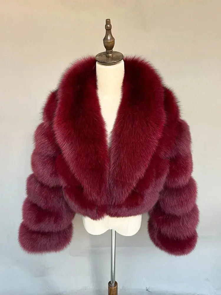 ZADORIN Luxury Big Collar Spliced Cropped Faux Fur Coat Woman Clothing Thicken Furry Faux Fur Jacket Winter Fur Coats Top Mujer ZITA LA BELLE ÉLITE