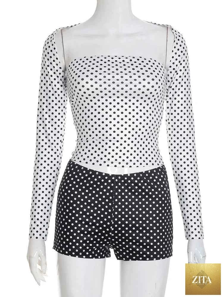 THRIXINE Weird Puss Polka Dot 3-Piece Chic Activewear Set featuring polka dot pattern, comfortable fabric, and stylish design.