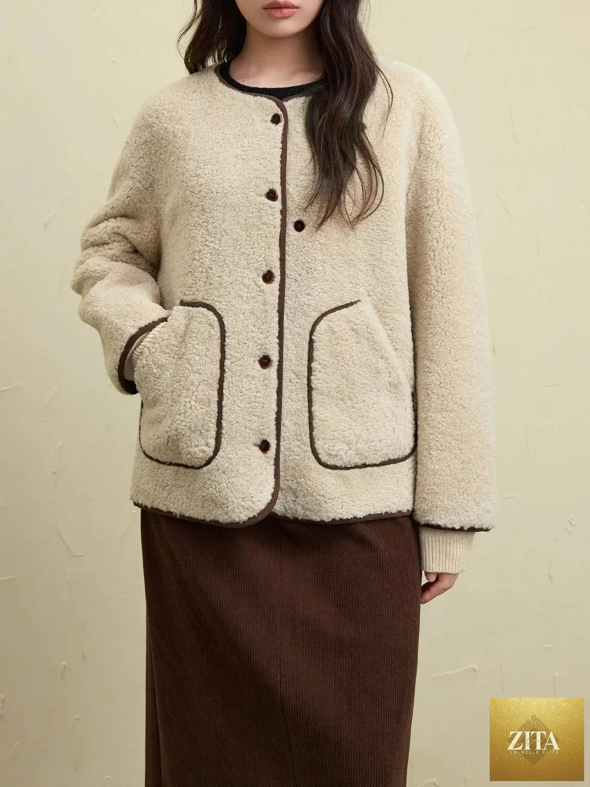 Chic Faux Fur Winter Coat with Coordinating Scarf