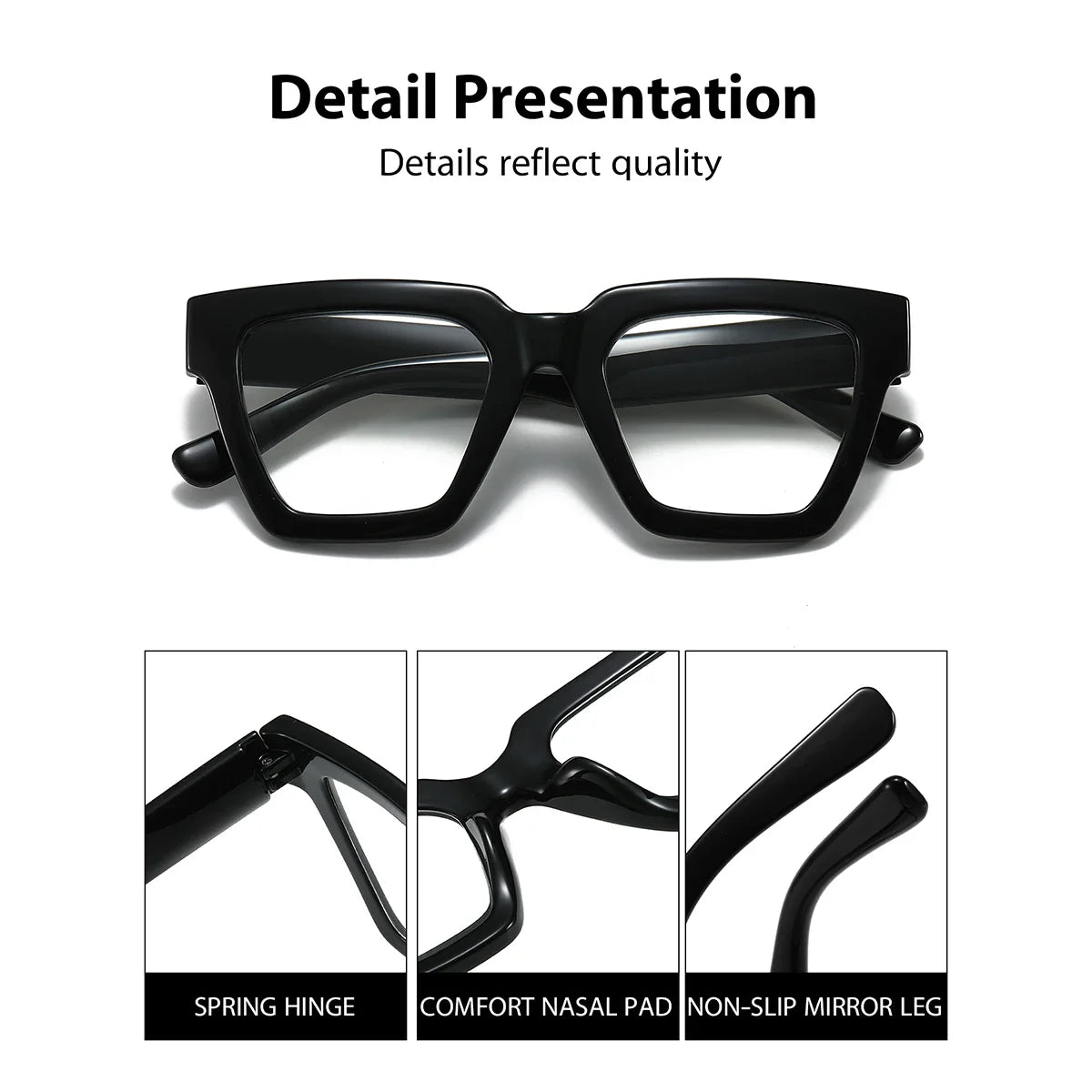 Stylish Stevvex retro leopard pattern reading glasses with clear lenses, rectangular shape, available in fashion color options.