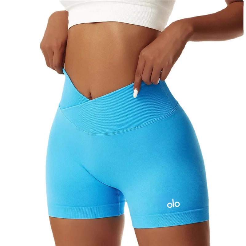 Pair of THRIXINE Quick-Dry Active Shorts designed for high-intensity yoga and training, featuring breathable, stretchy fabric.