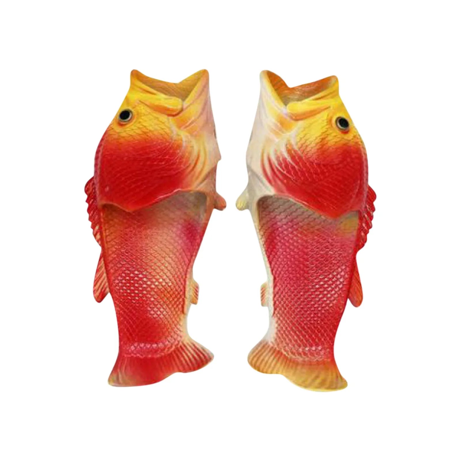 Pair of colorful fish-themed summer slippers for women, featuring large sizes and a fun, casual design for beach or home wear.