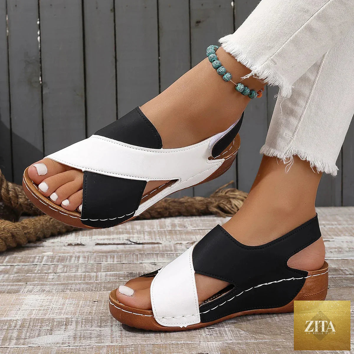 Plus size women's wedge sandals by LadyShow.Store, casual summer footwear with open toes and comfortable walking soles.