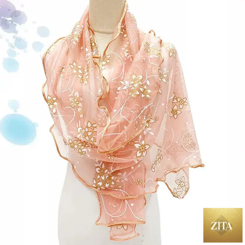 Lightweight silk lace scarf with elegant print, women’s neckerchief or shawl wrap by Trendy Attic Store01.