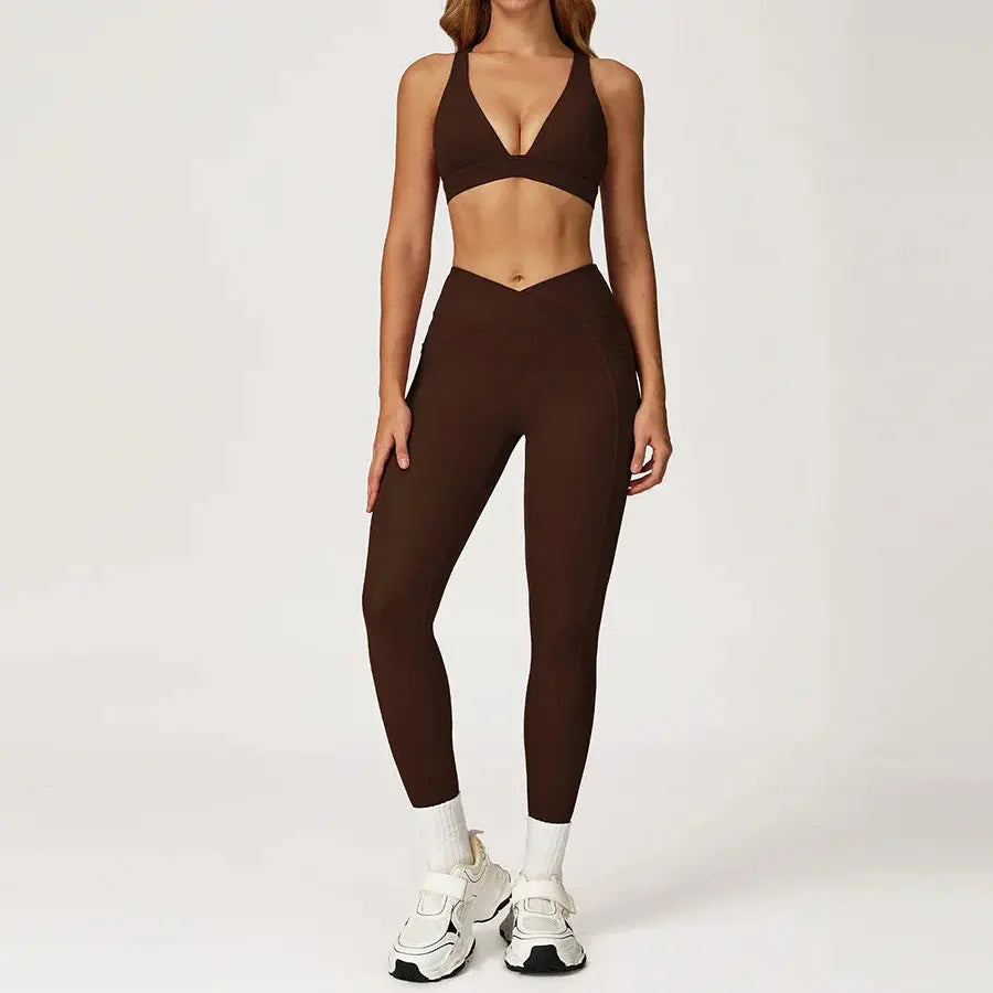 Yoga Set 2 Pieces Workout Outfits Fitness Sportswear Gym Tracksuit High Waist Leggings Sports Vest Athletic Wear Women Clothes ZITA LA BELLE ÉLITE