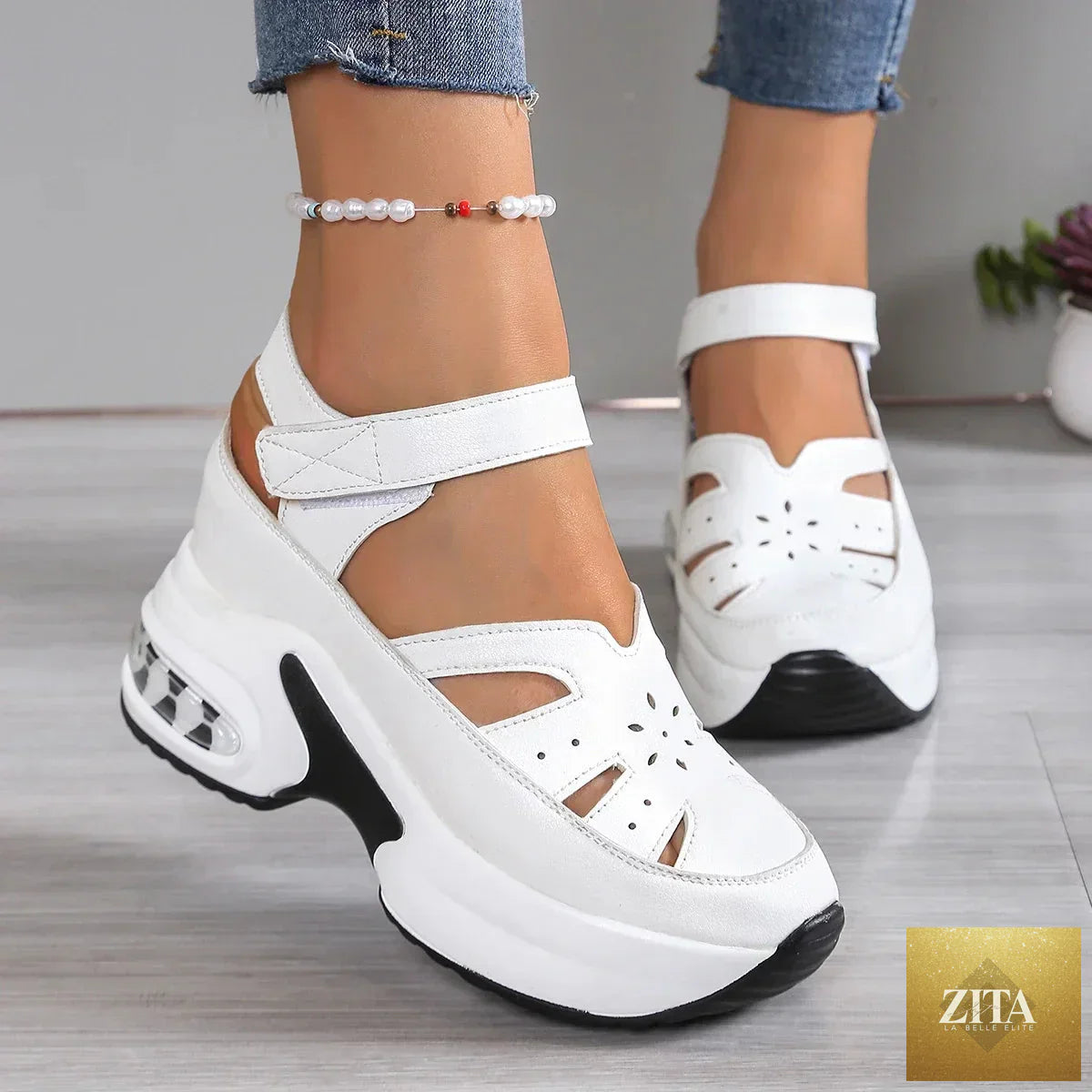 Women’s closed toe wedge sandals with buckle straps, ideal for office and summer wear, featuring a stylish solid design.