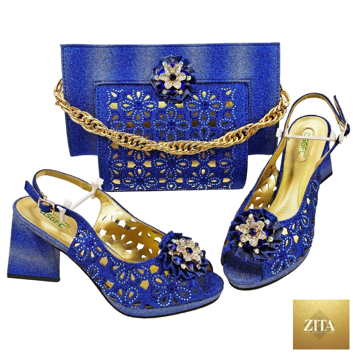 Elegant Italian shoes and matching bag set by EdleessFashion, perfect for evening parties, featuring luxurious design and stylish detailing.