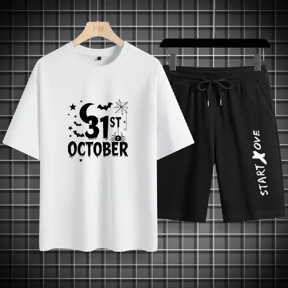 Men's waffle summer casual tracksuit set by THRIXINE, featuring breathable fabric and comfortable activewear for relaxed summer wear.