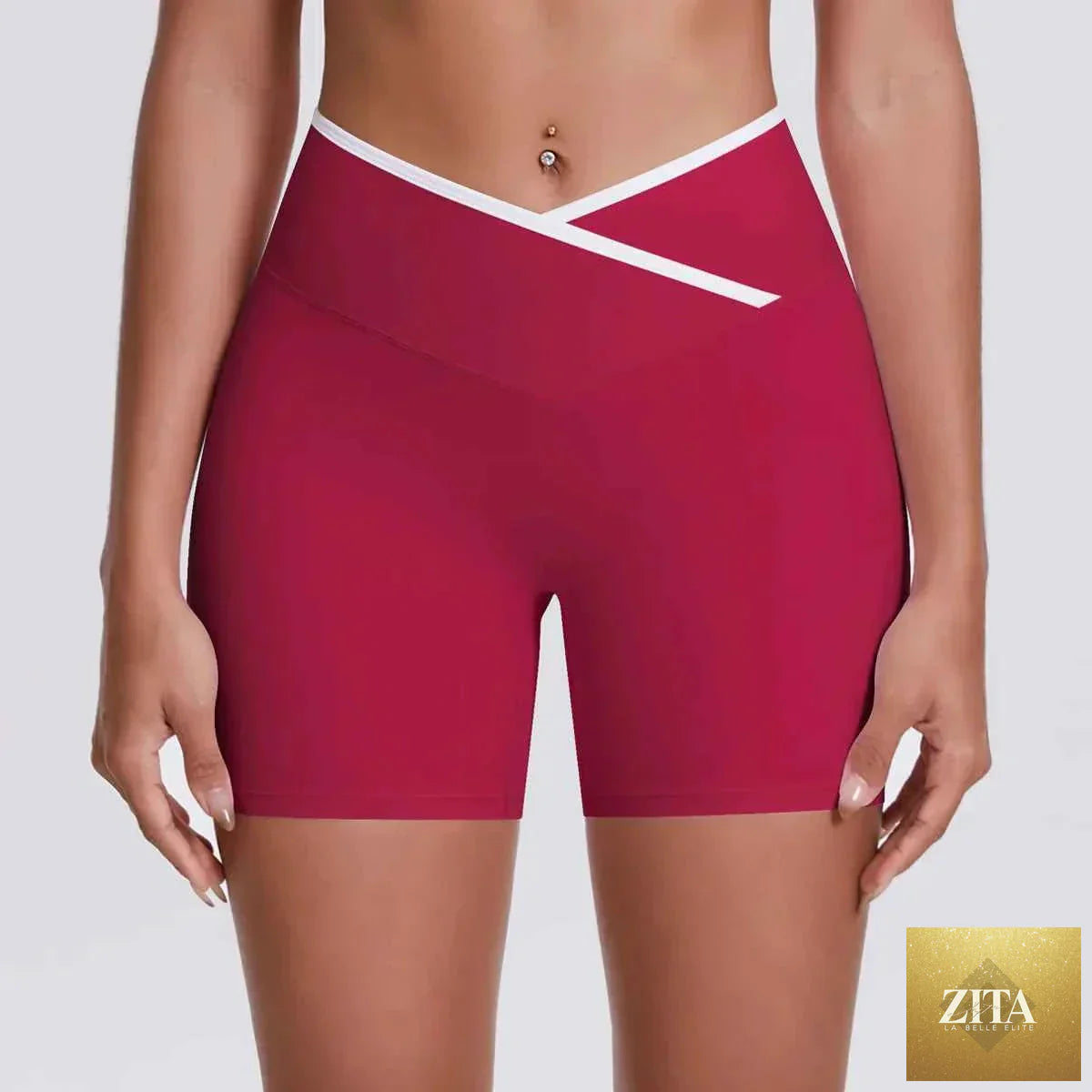 V-shaped waist women's yoga fitness shorts by THRIXINE, featuring a comfortable fit and activewear design for exercise and casual wear.