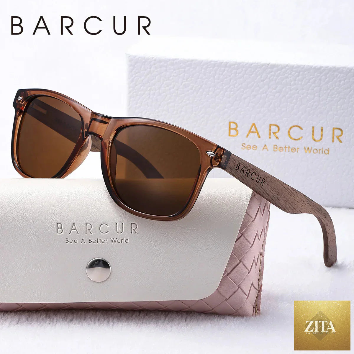 Stevvex women’s sunglasses with dark luxury wood frame, oval shape, mirror legs, polarized lenses, UVA/UVB protection, stylish summer accessory.