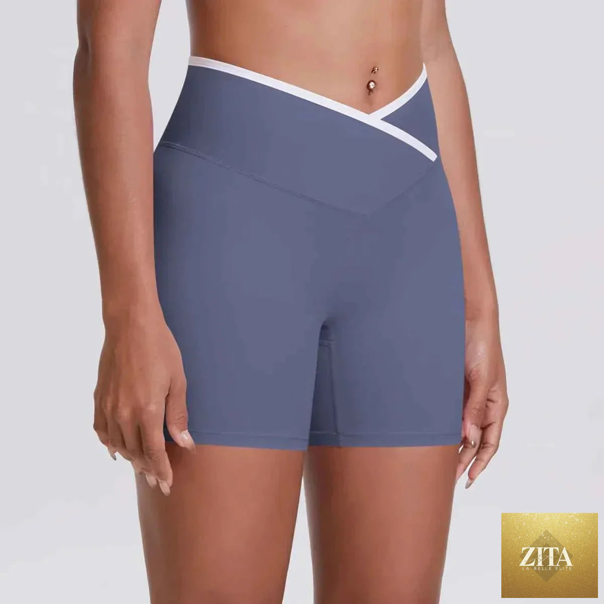 V-shaped waist women's yoga fitness shorts by THRIXINE, featuring a sleek design and comfortable fit for active wear.