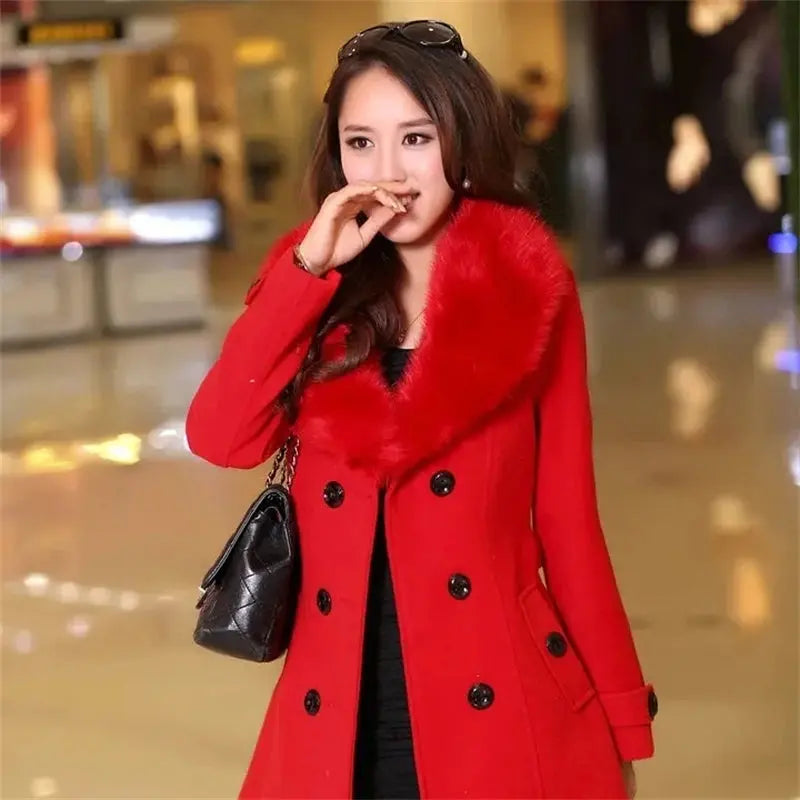 Korean Fashion Women Casual Loose Woolen Coat Elegant and Chic Solid Outerwear Long Overcoat with Belted Female Warm Cloak ZITA LA BELLE ÉLITE