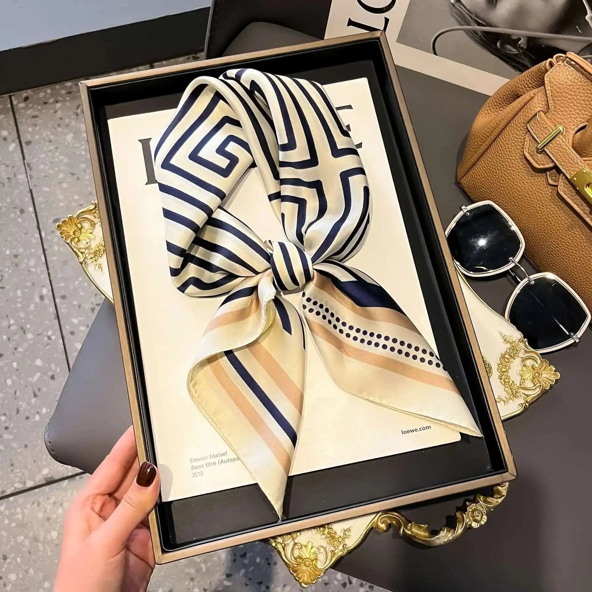 Fashion Luxury Brand 70cm Silk Square Scarf Women Satin Neck Tie Female Hair Bandana Headkerchief Shawl Wrap Hijab Echarpe ZITA LA BELLE ÉLITE