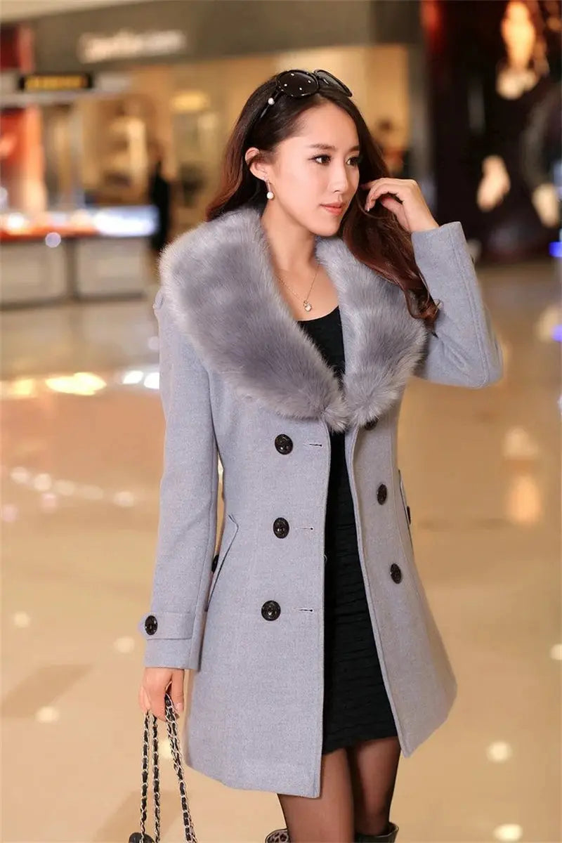 Korean Fashion Women Casual Loose Woolen Coat Elegant and Chic Solid Outerwear Long Overcoat with Belted Female Warm Cloak ZITA LA BELLE ÉLITE