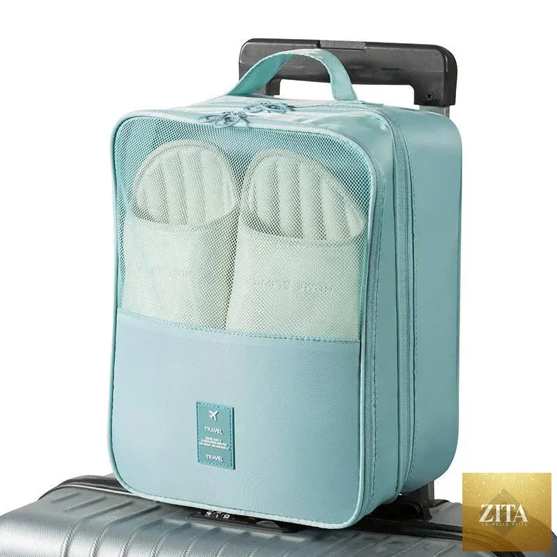 Travel Shoe Bag Storage Bag Washed Diagonal Breathable Mesh Multiple Pairs of Shoes Portable Shoe Box for Business Trips