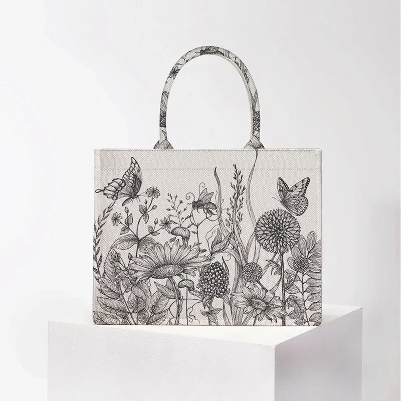 Personalized custom women's tote bag, canvas printed handbag, large capacity beach bag