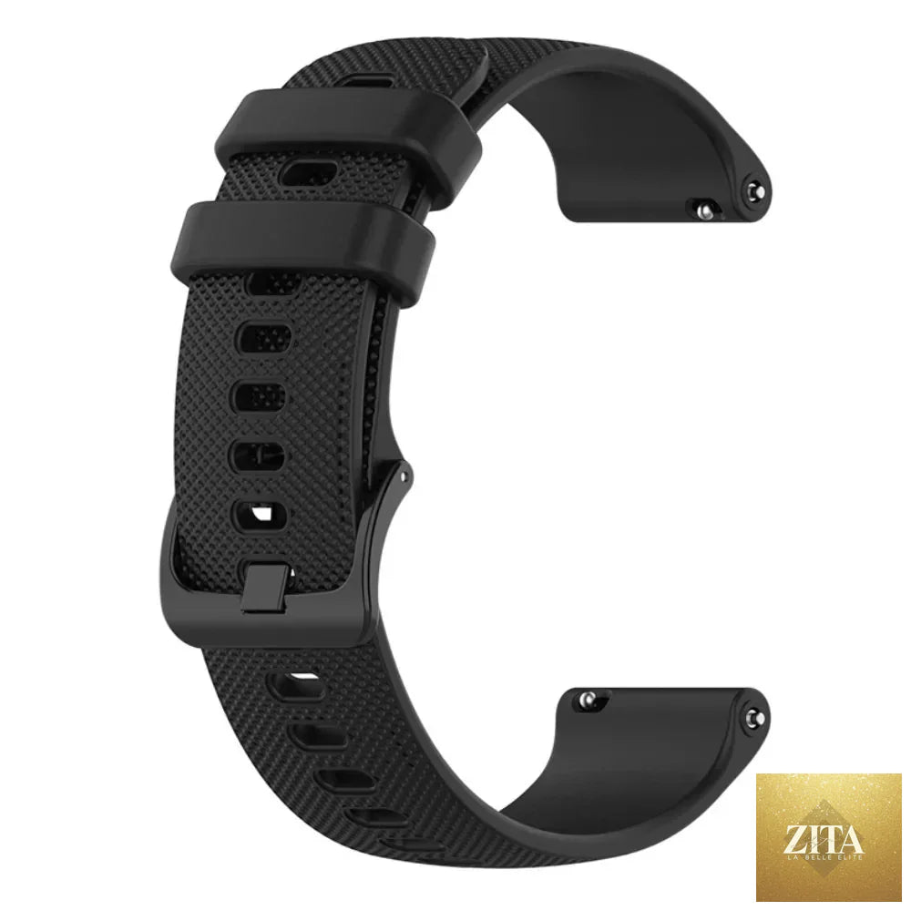 Coros silicone sport watch strap for Pace Series and APEX watches, black band with textured surface, flexible and durable.