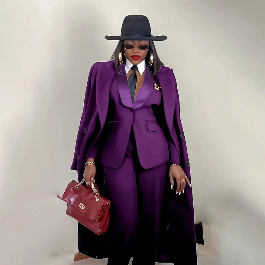 Modern Women's Suit New 3 Piece Pants Sets Blazer+Trousers+Overcoat Office Commute Elegant Style Banquet Dinner Formal Wear ZITA LA BELLE ÉLITE