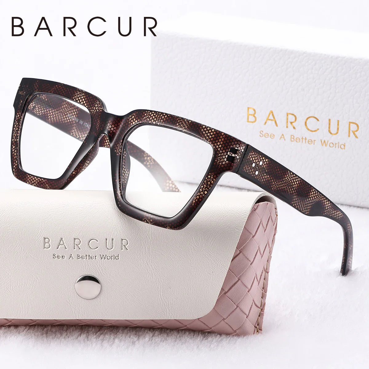 Stevvex large pink fashionable square reading glasses for women with thick frame, blue light blocking, lightweight design, and white gift box
