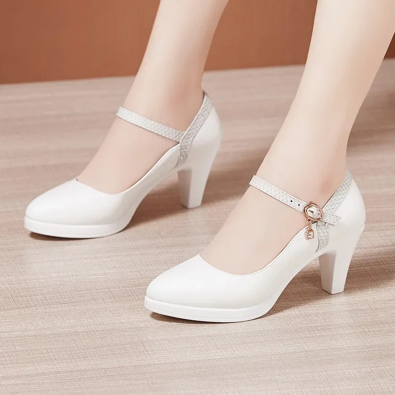 Patent Leather Shoes Women High Heels Mary Janes Platform Pumps