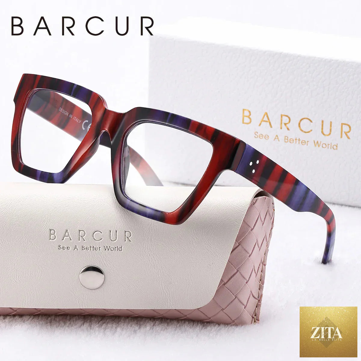 Stevvex pink square fashion reading glasses with thick frame, lightweight design, suitable for home office and study use.