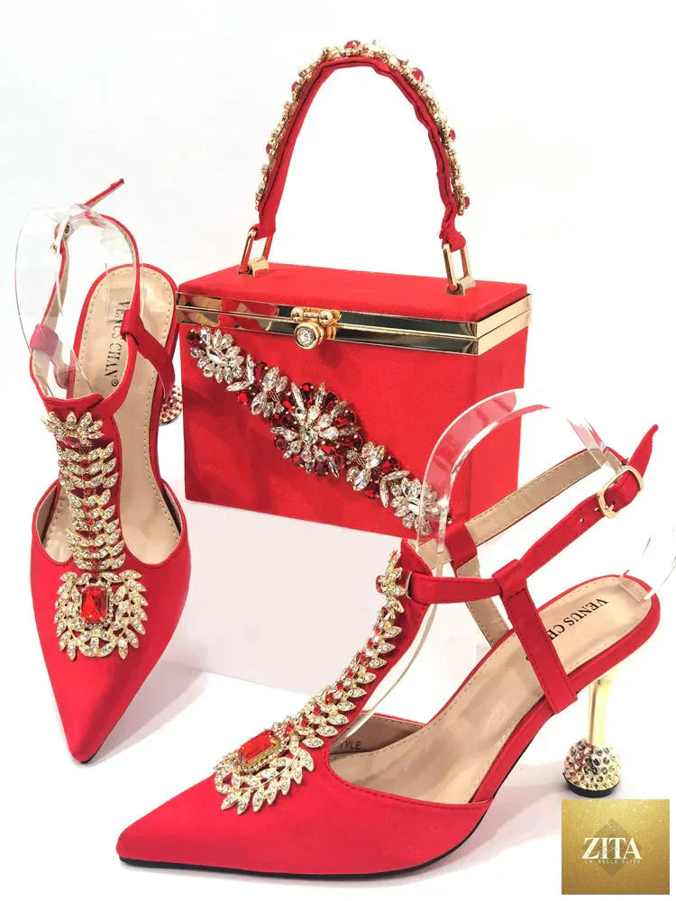 Elegant Italian shoe and bag set by EdleessFashion featuring luxurious shoes and matching handbag with detailed craftsmanship.