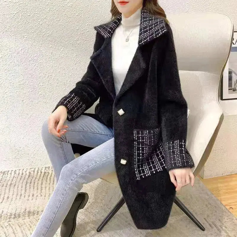 Women Imitation Mink Velvet Overcoat NEW Autumn Winter Female Coat Jacket Women's Korean Simple Long Mink Windbreaker ZITA LA BELLE ÉLITE