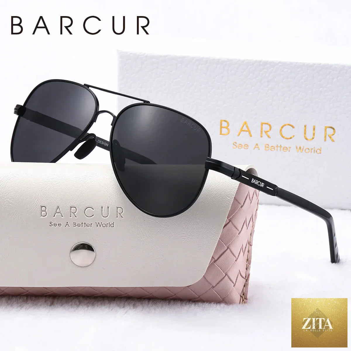 Stevvex BARCUR oversized polarized sunglasses for women with elliptical metal frames and UV400 protection, stylish summer eyewear.