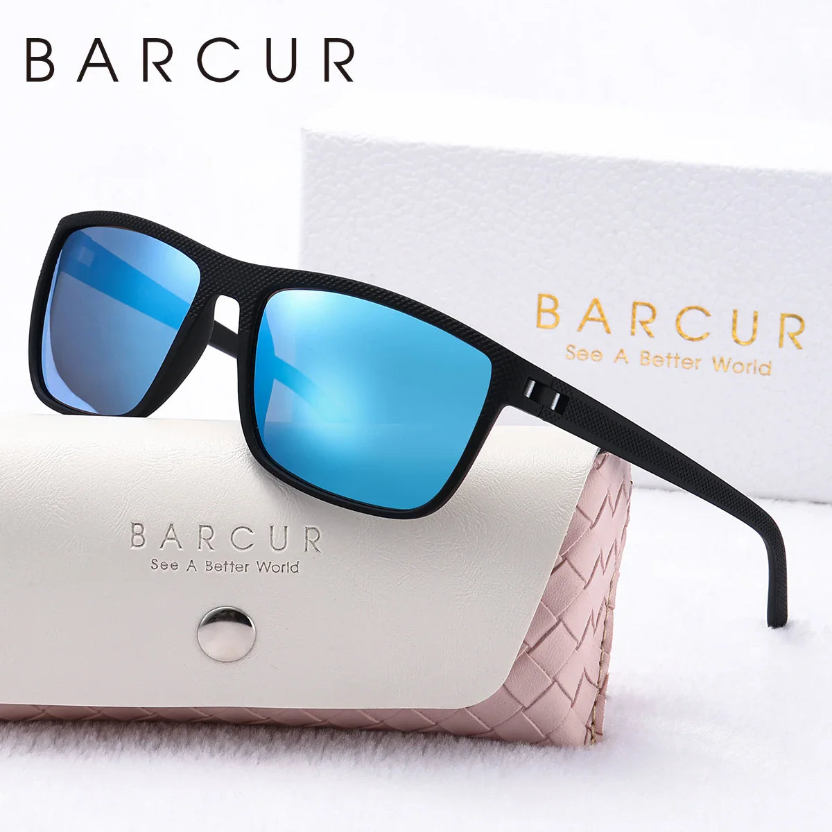 Stevvex Barcur trendy white and pink polarized sunglasses for women, lightweight square PC eyewear with UVA & UVB protection.