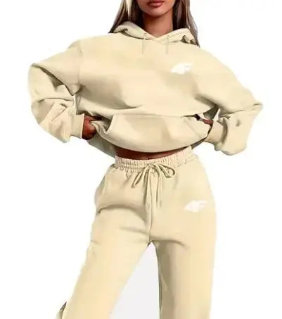 Simple Letter Print Womens Hoodie Tracksuit Set Casual Loungewear Sporty Outfit ZITA LA BELLE ÉLITE